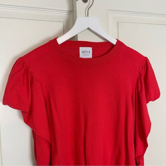 MISA Los Angeles Guthrie Flame Red Puff Long Sleeve Sweater - Picture 5 of 13